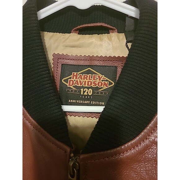 Harley-Davidson 120th Anniversary Mens Sz 2XL Dark Red Leather Jacket 97035-23VM - Picture 6 of 7